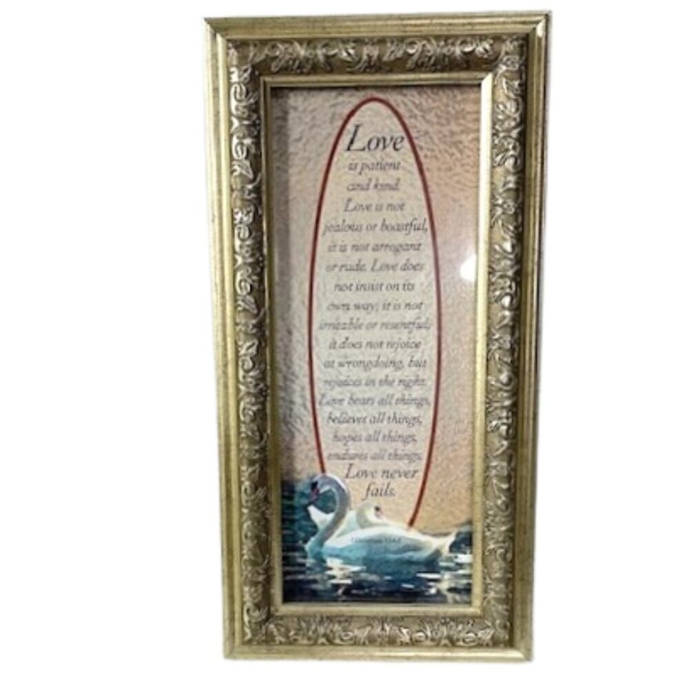 Wall or stand plaque with Bible verse on Love. 1 Corinthians 13:4-8